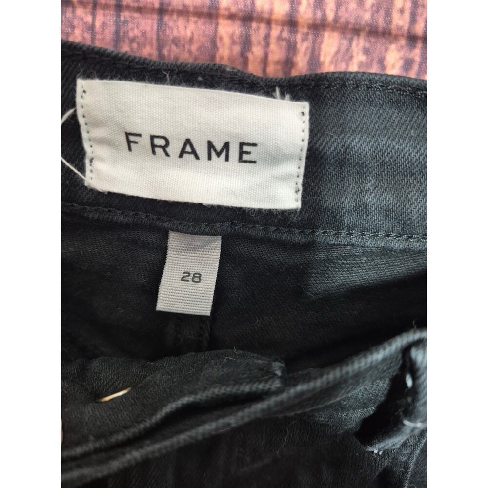 Frame Women's Black Le Vintage Bermuda Raw Edge Denim Shorts Size 28 - Picture 4 of 9